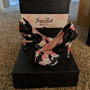 Iron Fist Buns N' Roses Toe Peep Platform